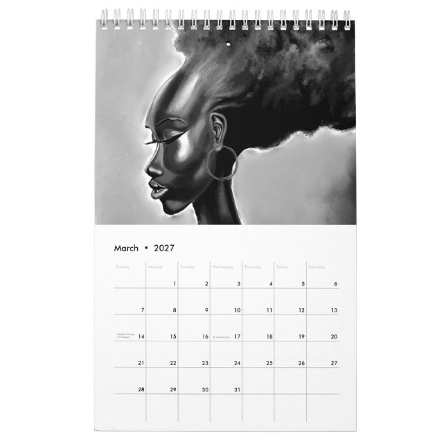 Calendrier avec visage de femme peint - Sentiments (Mar 2027)