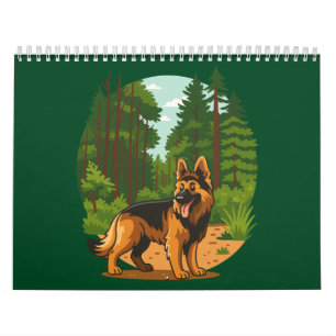Calendrier Aventure de chien berger allemand en forêt