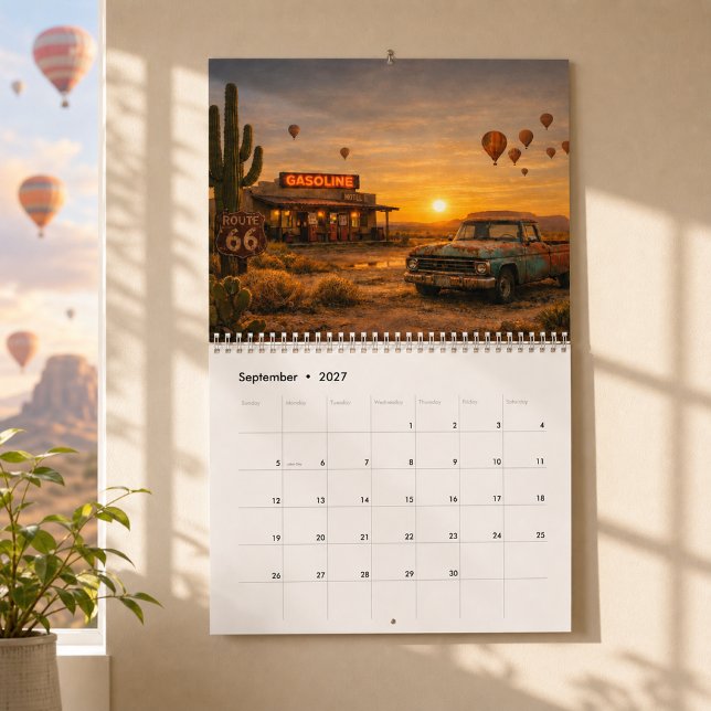 Calendrier Aventure Rétro sur la Route 66 au coucher du solei (Créateur téléchargé)