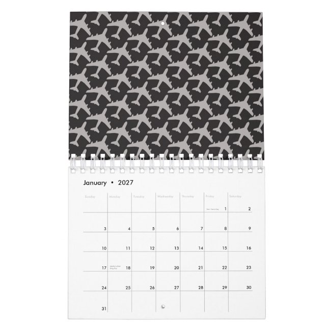 Calendrier Avions gris pilote d'avion aviation aviateur (Jan 2027)