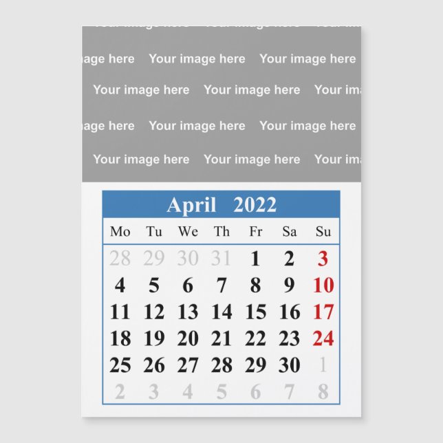 Calendrier avril 2022 Carte magnétique (Devant)