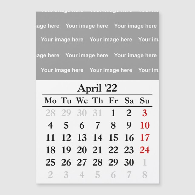Calendrier avril 2022 Carte magnétique (Devant)