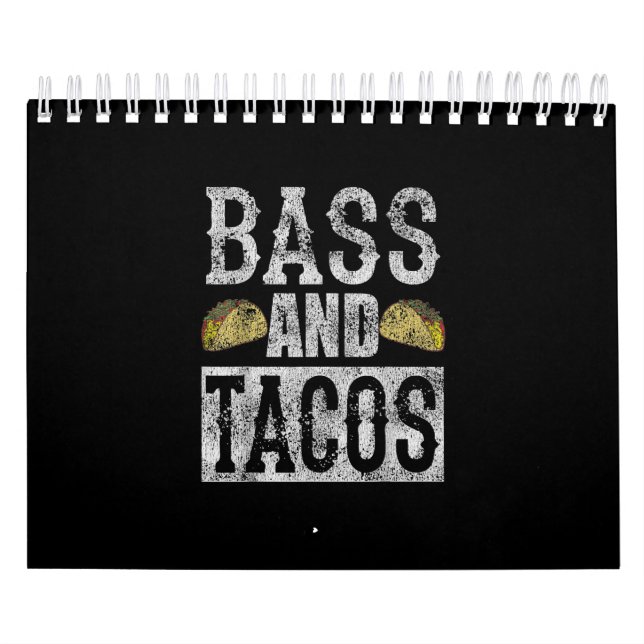 Calendrier Bass And Tacos Funny Taco Bass Guitar Distressed (Protection)