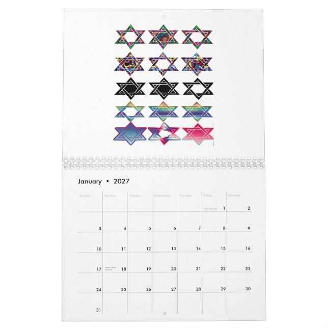 Calendrier batik d'étoile (Jan 2027)