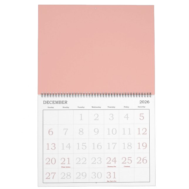 Calendrier Beau Rose (Dec 2026)