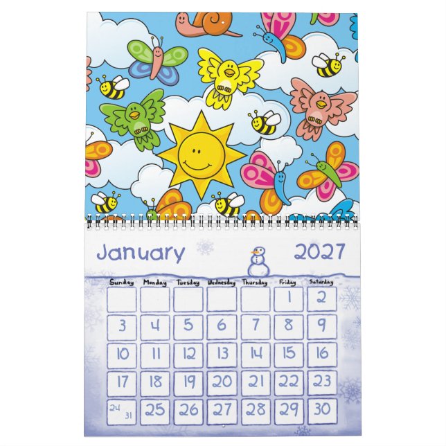 Calendrier Bébé Animaux Arrière - plan (Jan 2027)