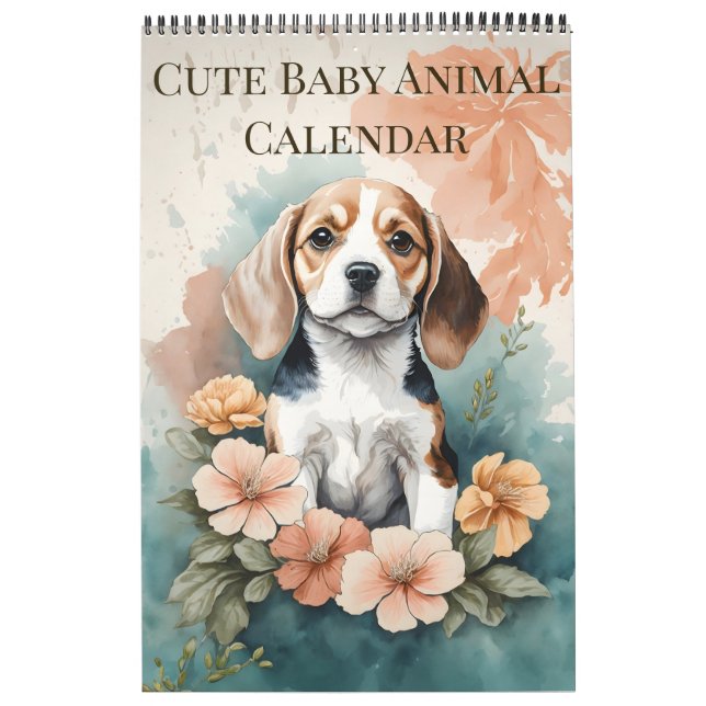Calendrier Bébé mignon Animaux Aquarelle 2025 (Protection)