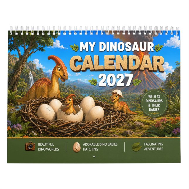 Calendrier Bébés dinosaures en train d'éclore – Monde préhist (Protection)