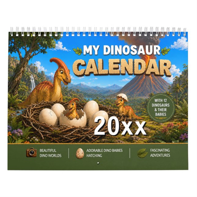 Calendrier Bébés dinosaures en train d'éclore – Monde préhist (Protection)