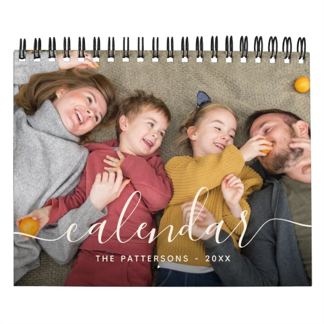 Calendrier Beige | Photo de famille minimaliste simple modern (Protection)