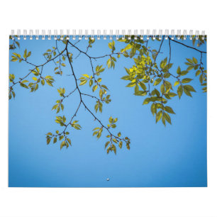 Calendrier belle branche avec serrure feuille verte et jaune