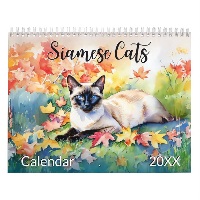 Calendrier Belle chats siamois Pet Lover Aquarelle Animal (Protection)