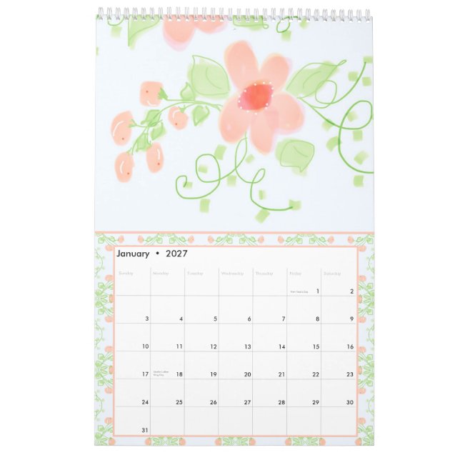 Calendrier Belle Fleurs Fille Designer (Jan 2027)