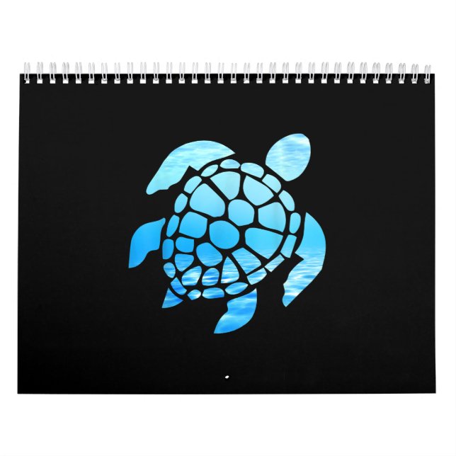 Calendrier Belle silhouette de tortue marine vue sous-marine (Protection)