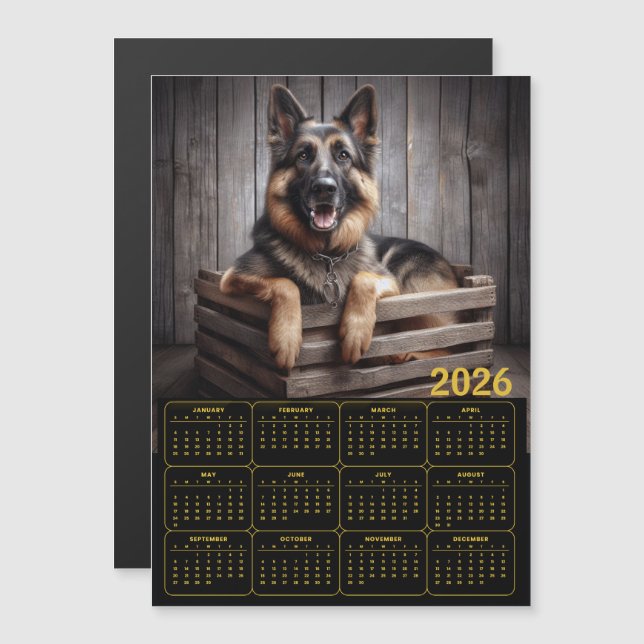 Calendrier Berger Allemand 2026 (Devant / Derrière)