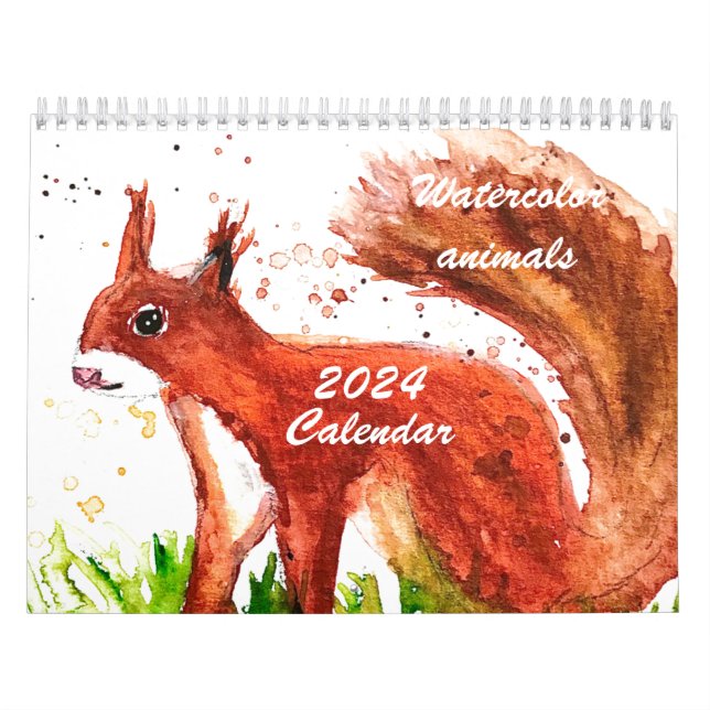 Calendrier Bêtes mignonnes Aquarelle Écureuil Forêt de renard (Protection)