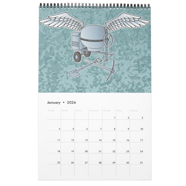 Calendrier Béton bleu-gris (Jan 2026)