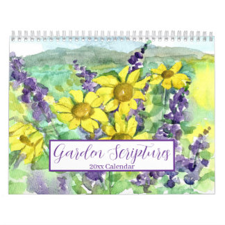 Calendrier Bible Garden Scriptures Watercolor Flower Fruit 