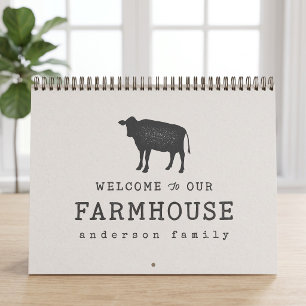 Calendrier Bienvenue à notre vache rustique de ferme de campa
