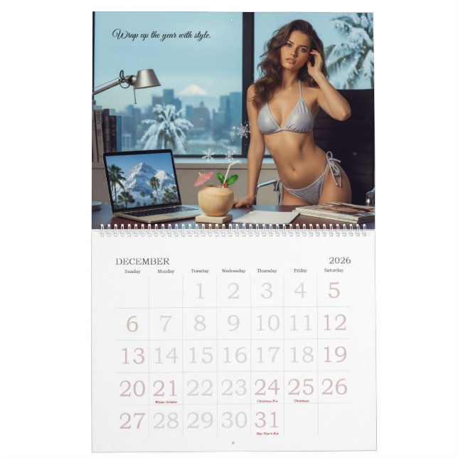 Calendrier Bikini Business Wall Calendar Glamour Beach Models (Dec 2026)