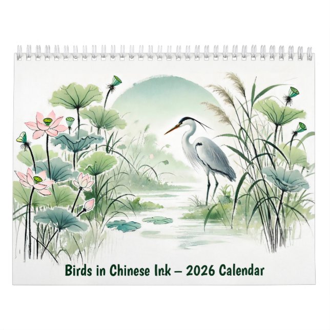 Calendrier Birds in Chinese Ink – 2026 Calendar (Protection)