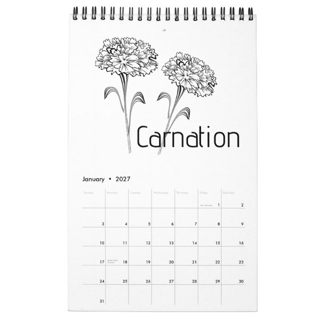 Calendrier Birth Month Flowers Calendar (Jan 2027)