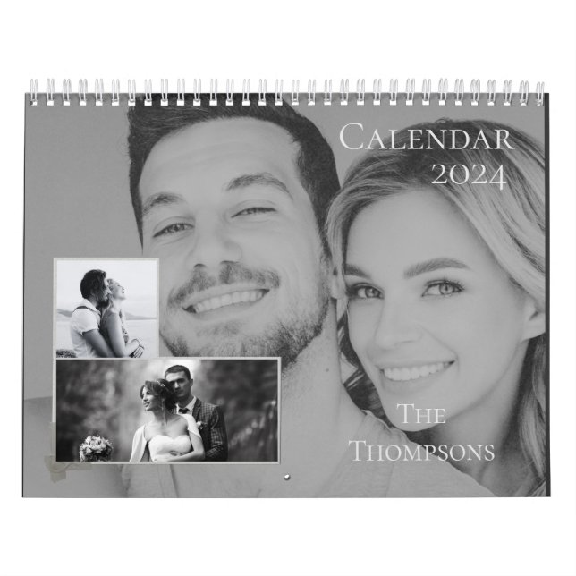 Calendrier Black And White Modern 2 Photo 2024 (Protection)