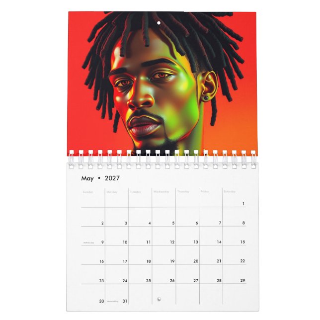 Calendrier Black Kings Melanin Hommes Afrocentrique Bruh Drea (Mai 2027)