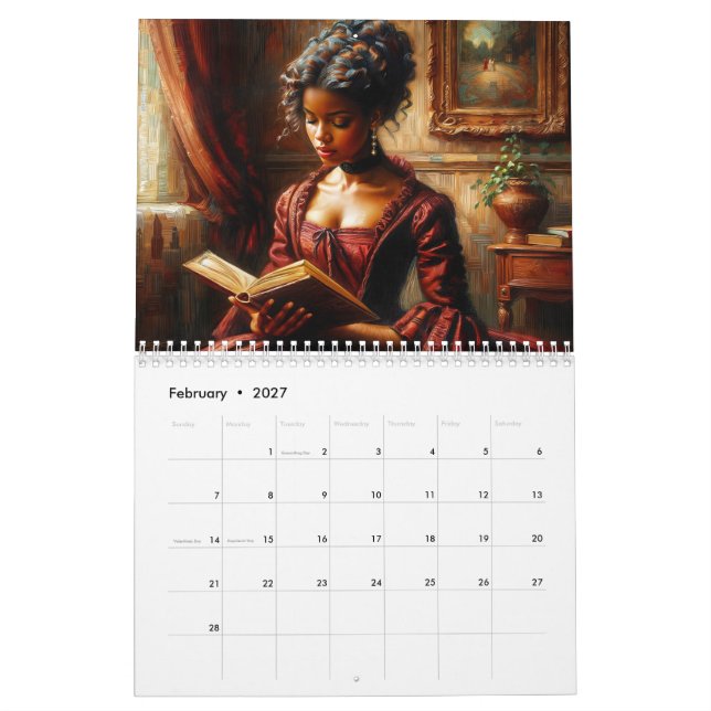 Calendrier Black Women Reading Books Art (Feb 2027)