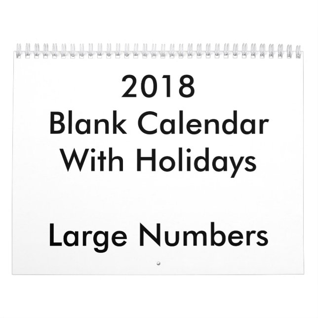 Calendrier Blanc 2018 Avec Vacances Nombres Élevés (Protection)