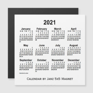 Calendrier blanc 2021 par Janz 5x5 Magnet