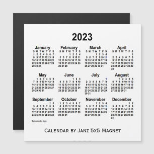 Calendrier blanc 2023 par Janz 5x5 Magnet