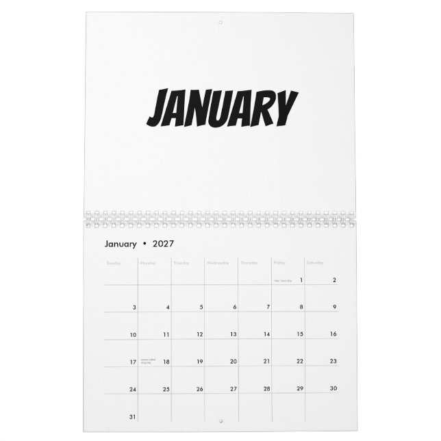 Calendrier Blanc 2023 - Personnalisé Avec Vacances (Jan 2027)