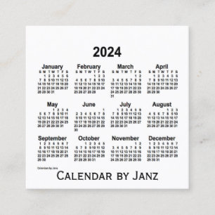 Calendrier blanc 2024 par Janz Carte de visite Car