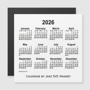 Calendrier blanc 2026 par Janz 5x5 Magnet
