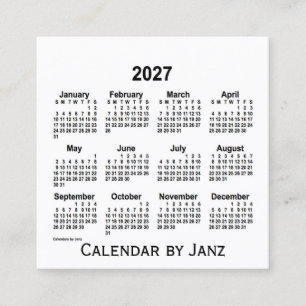 Calendrier blanc 2027 par Janz Carte de visite Car