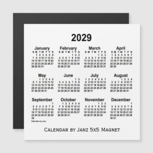 Calendrier blanc 2029 par Janz 5x5 Magnet