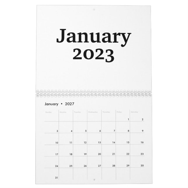 Calendrier Blanc Personnalisé 2023 Avec Vacances (Jan 2027)