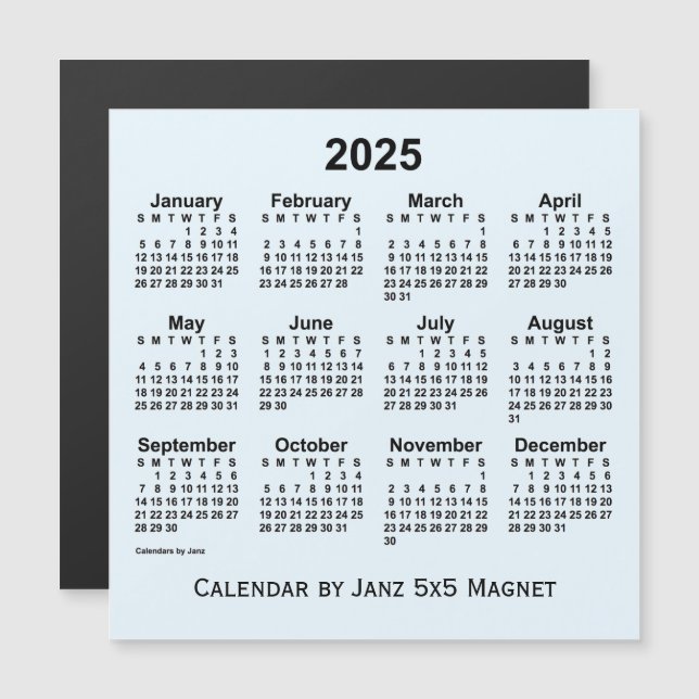 Calendrier bleu Alice 2025 par Janz 5x5 Magnet (Devant / Derrière)