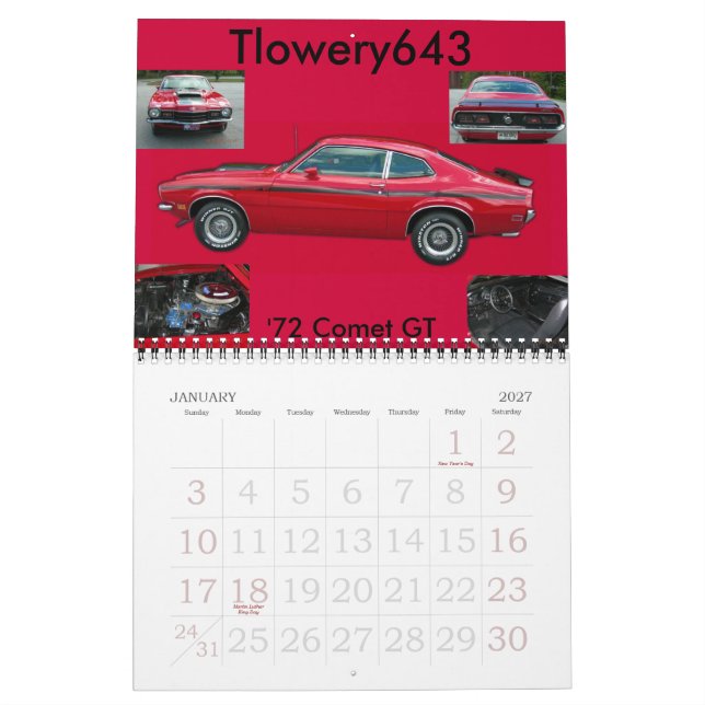 calendrier bleu de francs-tireurs et de comètes (Jan 2027)