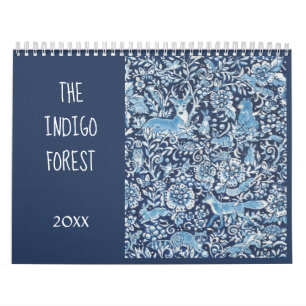 Calendrier Bleu et blanc Indigo Forest Animaux Floral Delft