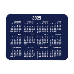 Calendrier bleu marine 2025 Magnet flexible