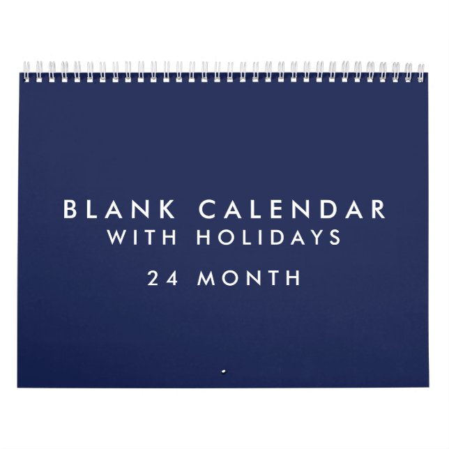 Calendrier bleu vierge de 24 mois avec jours férié (Protection)
