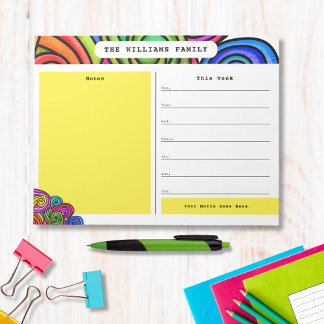 Calendrier Bloc-Notes Doodle Aquarelle Arc-en-Ciel