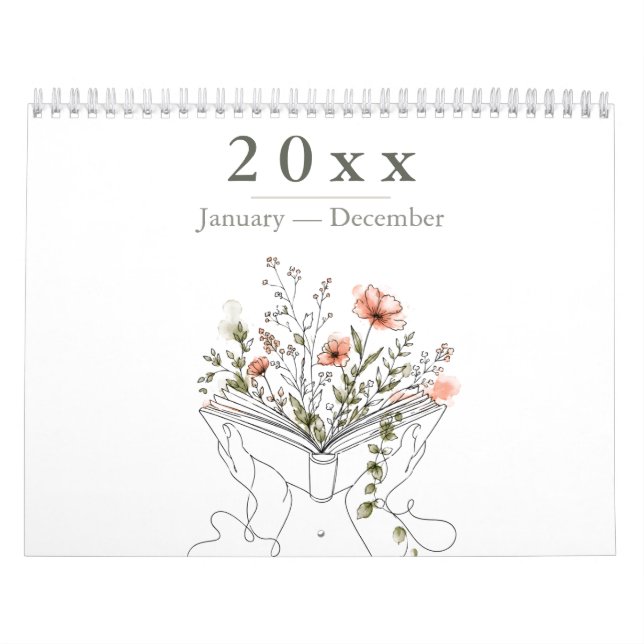 Calendrier Blooms Book Botanical Line Art (Protection)