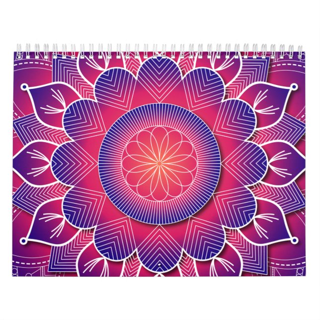 Calendrier Blue Purple Traditional Mandala Design     (Protection)