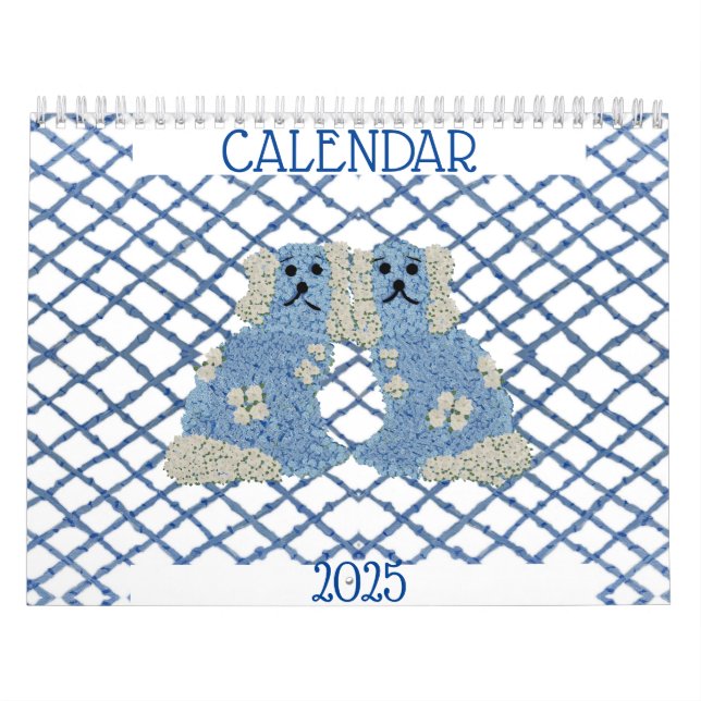 Calendrier Blue Staffordshire Chiens Lattice Trellis (Protection)
