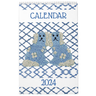 Calendrier Blue Staffordshire Chiens Lattice Trellis