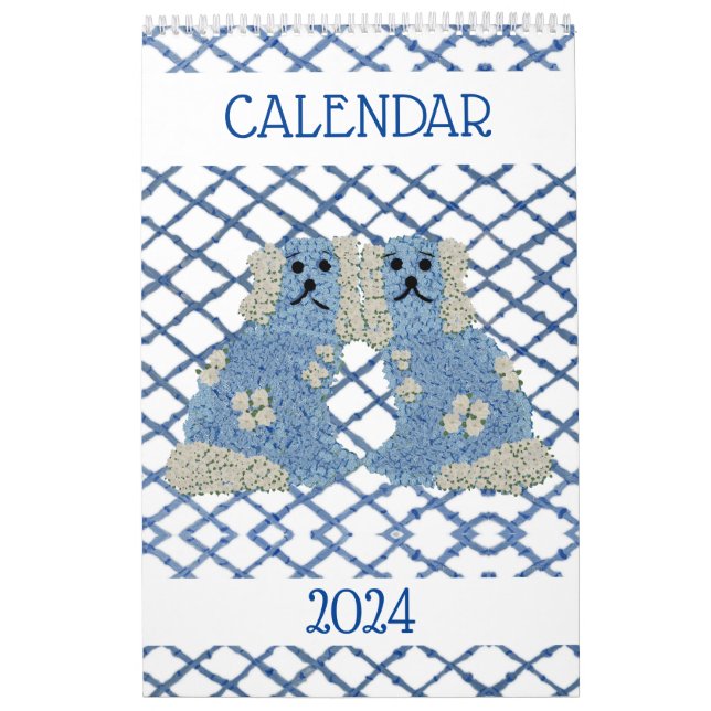 Calendrier Blue Staffordshire Chiens Lattice Trellis (Protection)