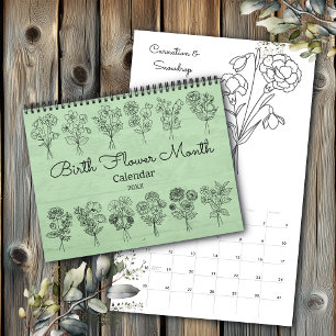 Calendrier bohème du mois de la fleur de naissance